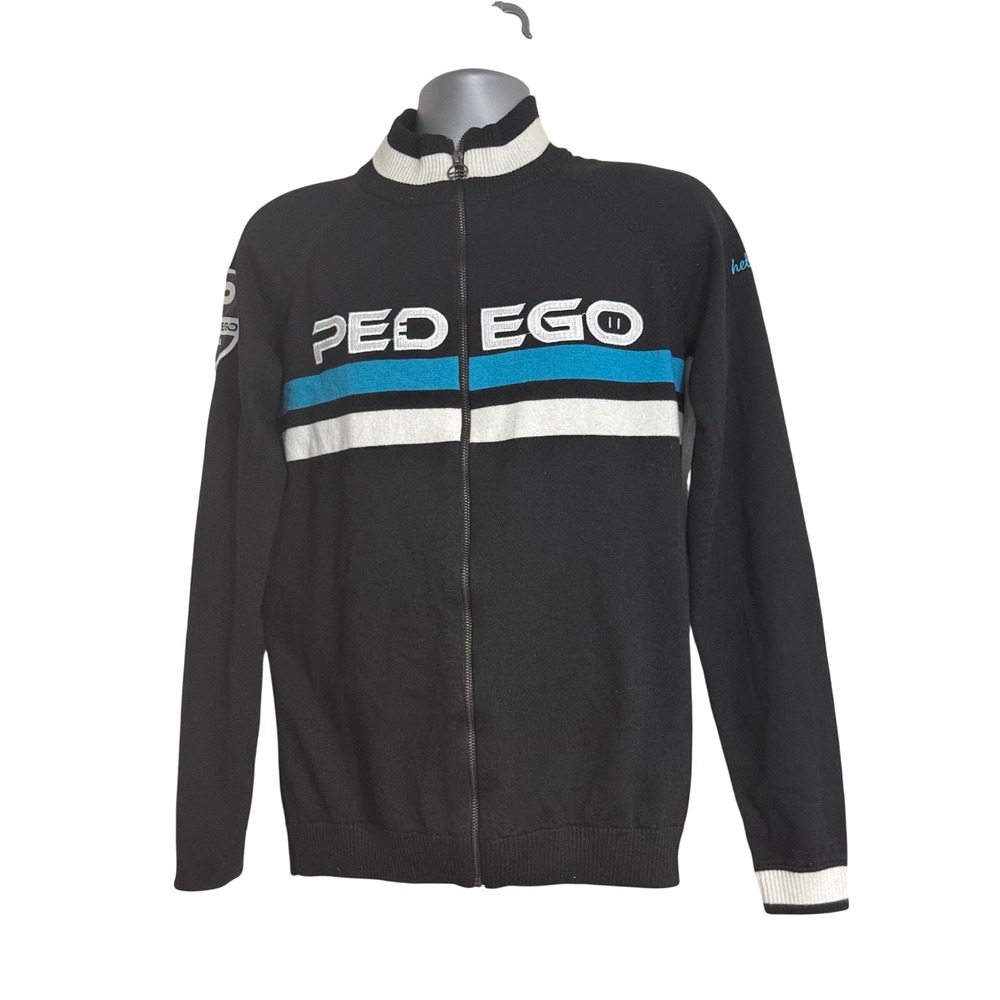 BELO EGO Mens Merino Wool Blend Full Zip Après Shred Cycling Top Black Large